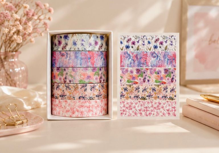 Blooming Garden Floral Washi Tape Set – 5 Rolls