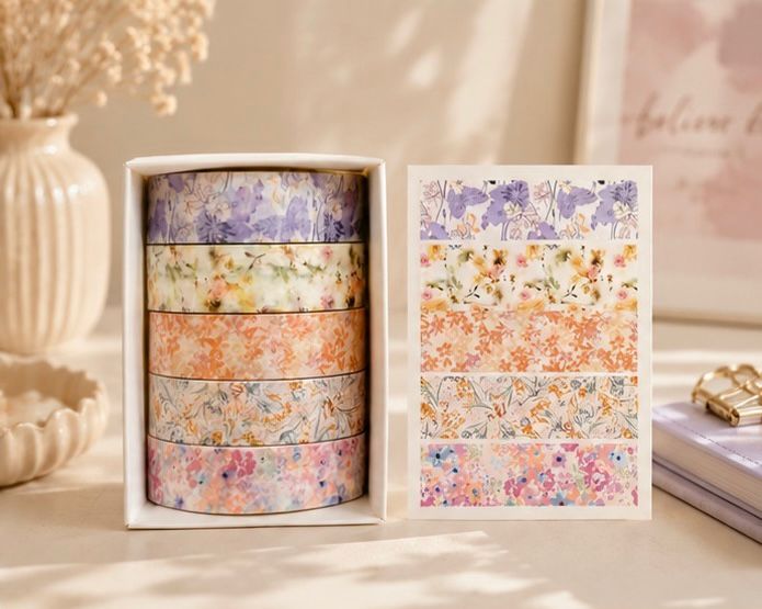 Blooming Garden Floral Washi Tape Set – 5 Rolls