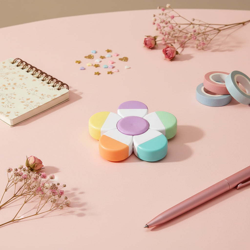 Flower-Shaped 5-Color Mini Highlighter Set